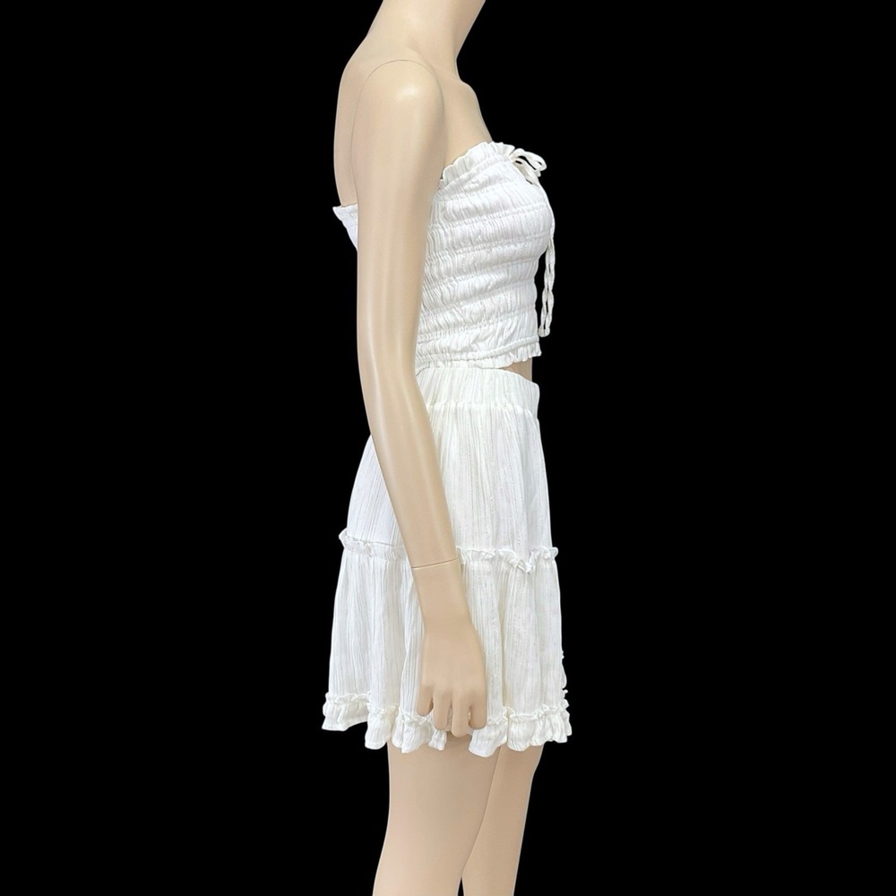 Statement Skirt Set Medium Ivory Strapless Smock Top & Ruffle Elastic Waist NWT - Picture 5 of 12